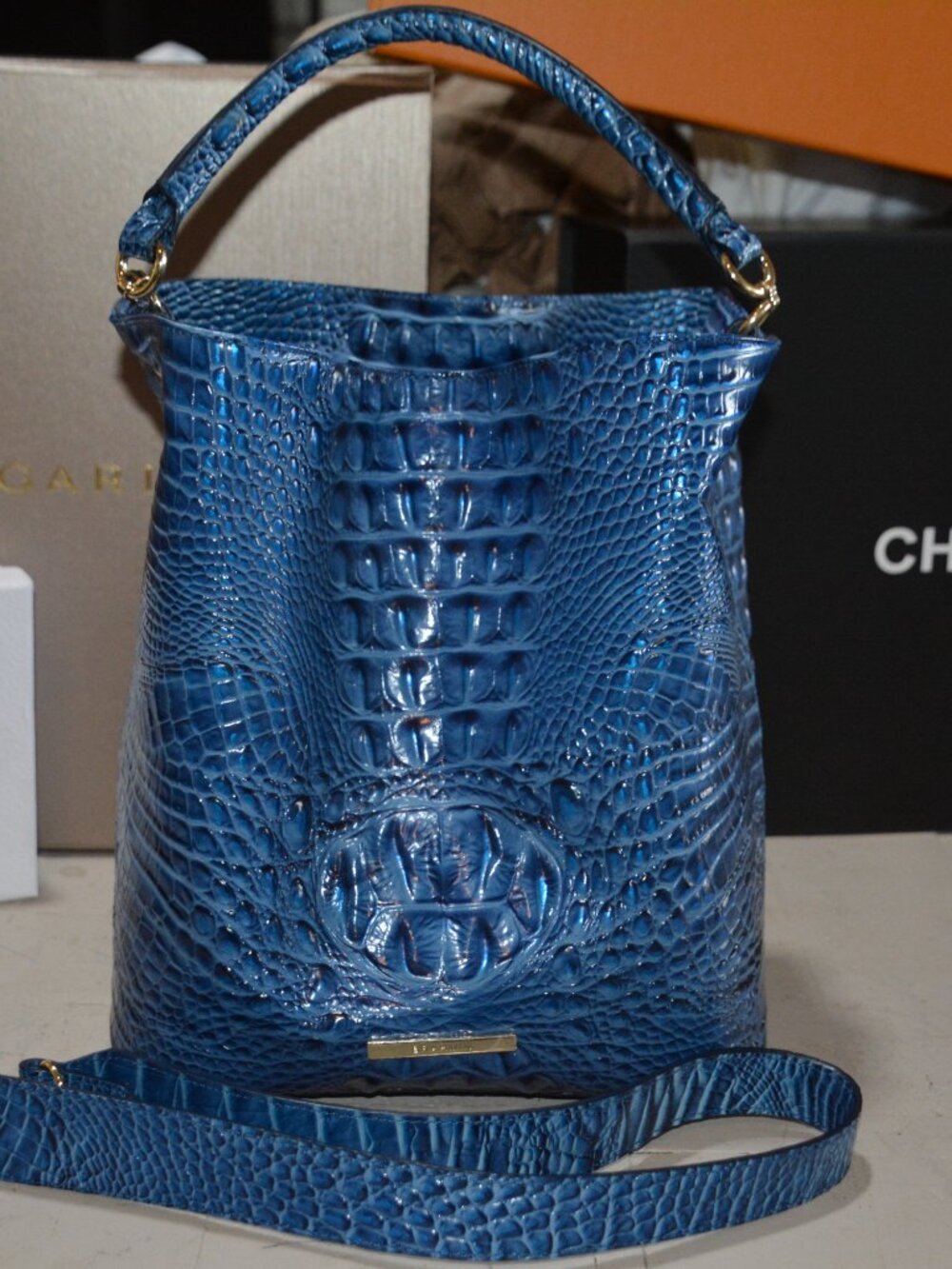 Brahmin Amelia Bucket Bag in Bluebonnet Melbourne